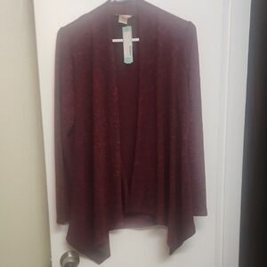Cotton Emporium Burgendy Open Front Cardigan